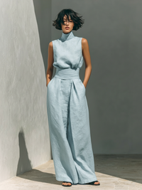 Elsa | Conjunto de algodón y lino con blusa sin mangas y pantalón ancho