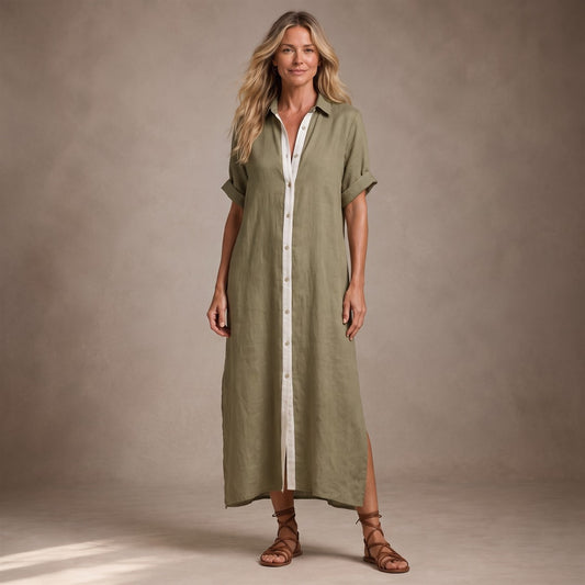 Manelle | Vestido Largo Verde Oliva
