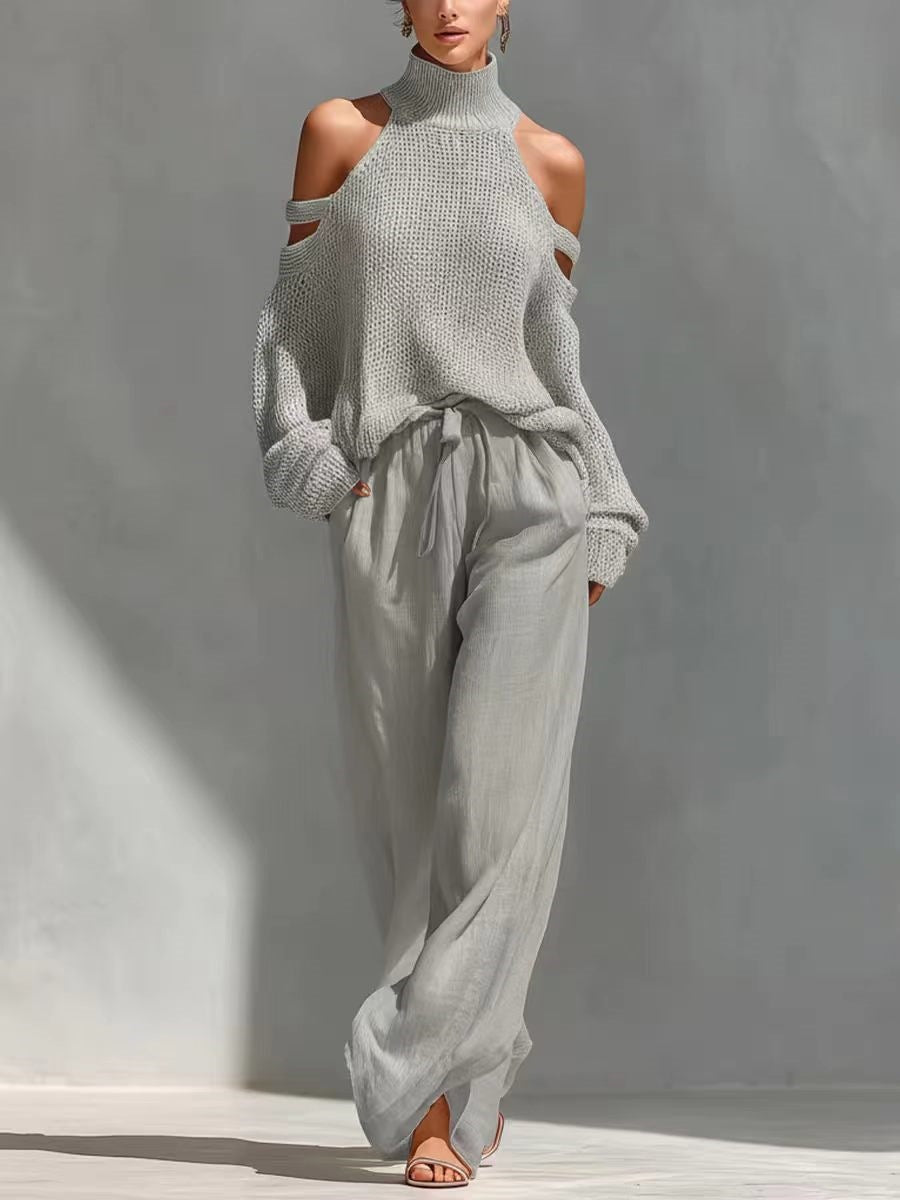 Paloma | Conjunto de punto y lino a la moda