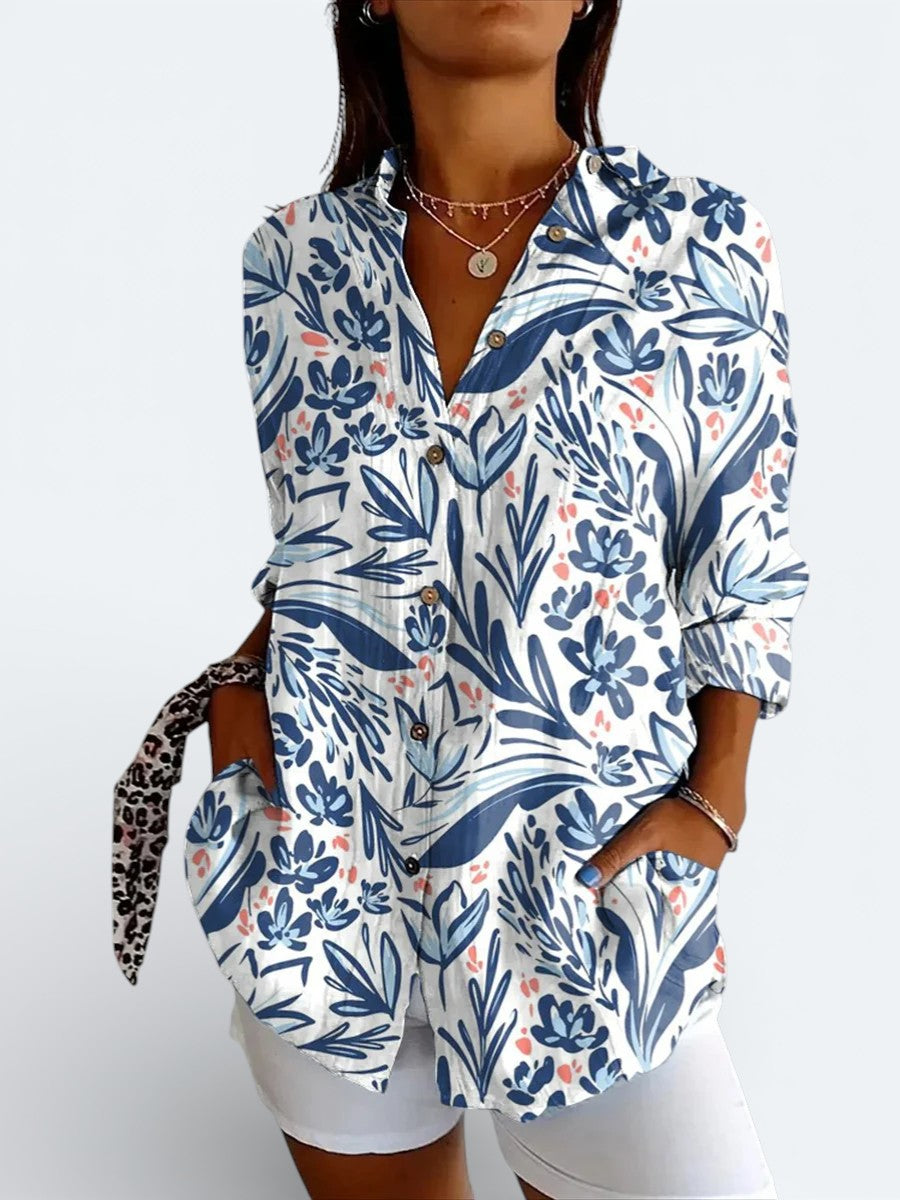 Paloma | Blusa artística vibrante de botones