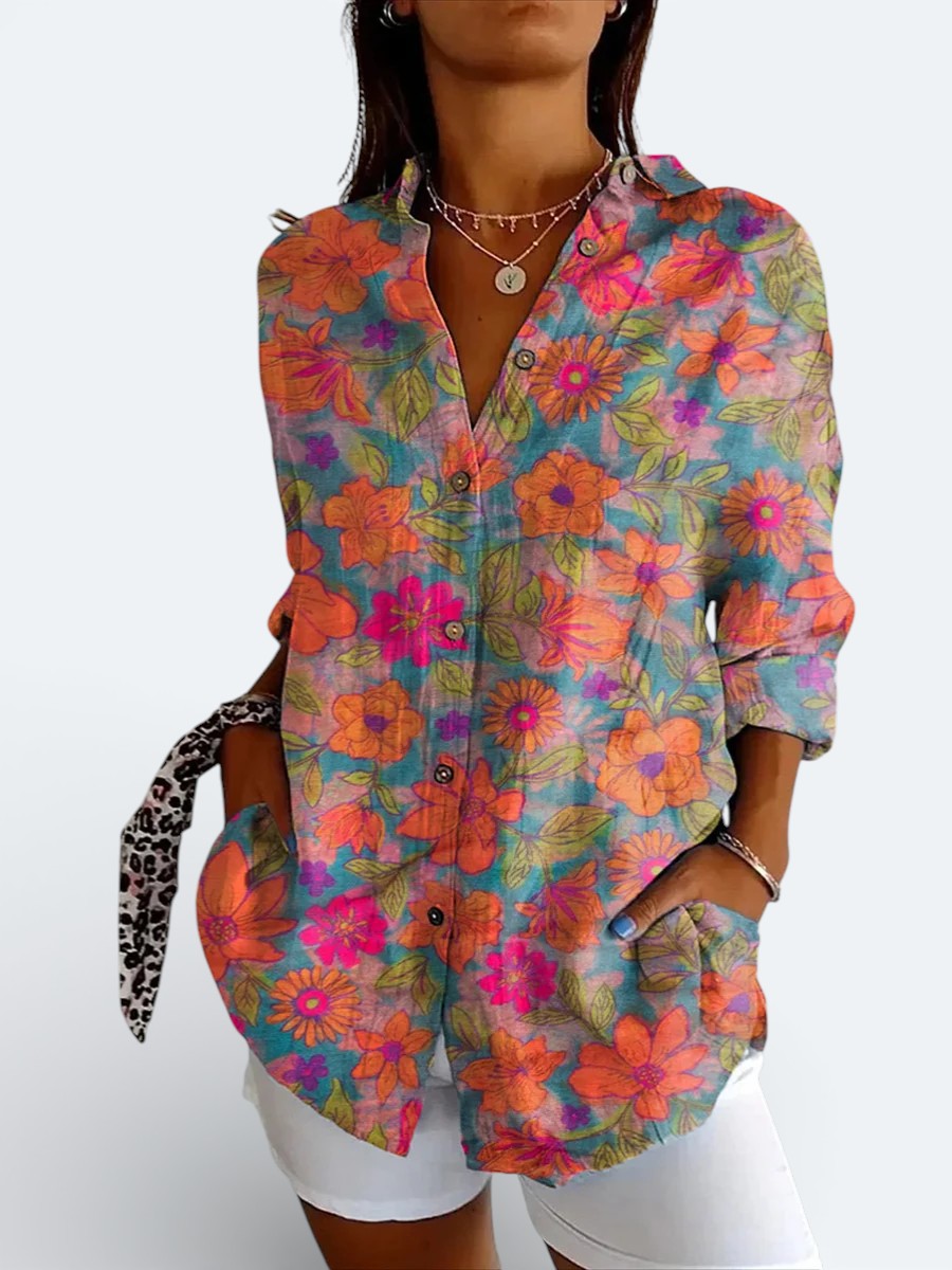 Paloma | Blusa artística vibrante de botones