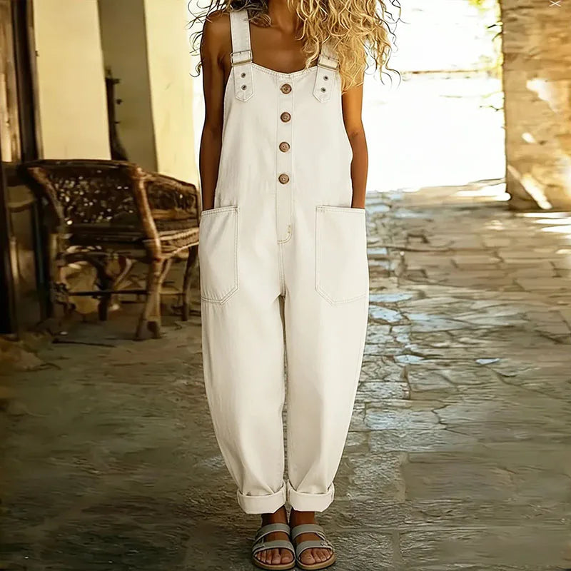 Mara | Peto vaquero vintage en algodón suave con tirantes ajustables