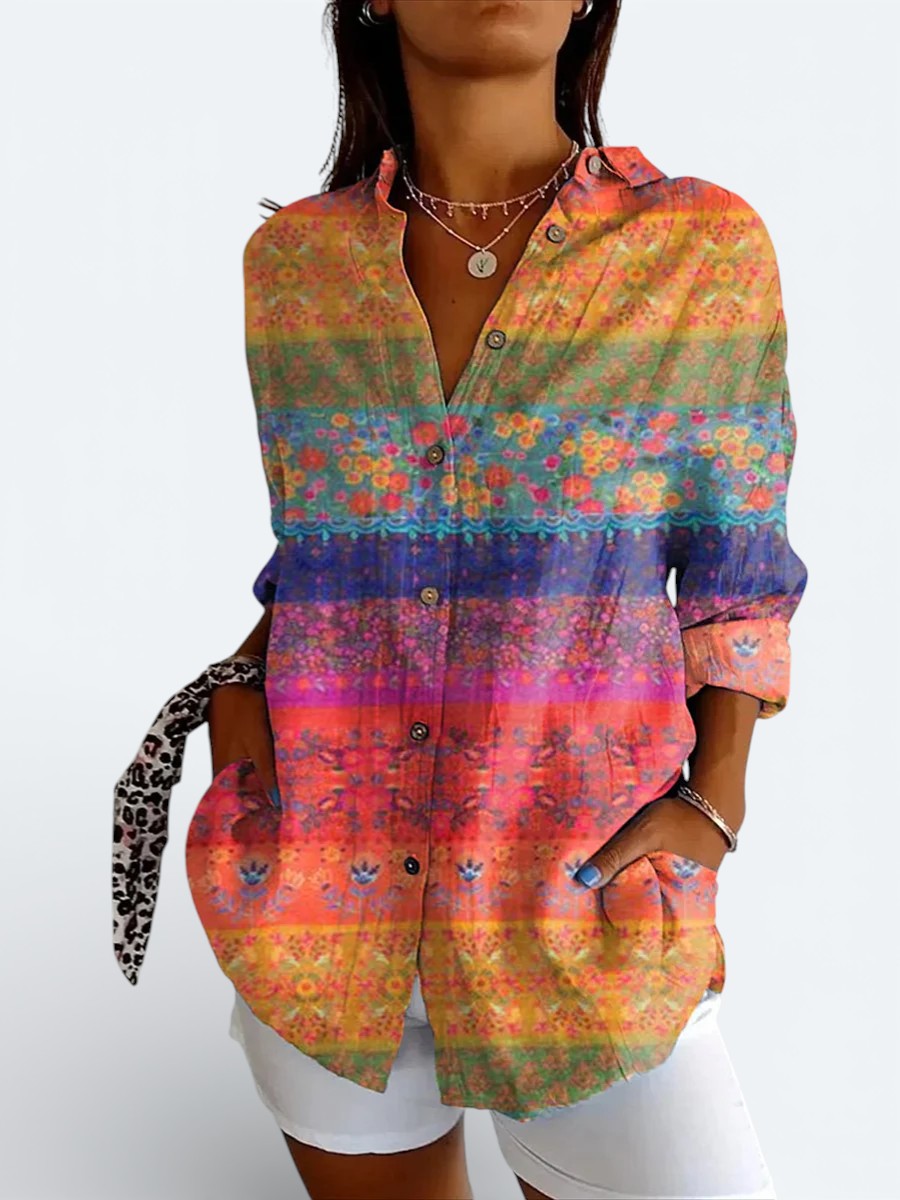 Paloma | Blusa artística vibrante de botones