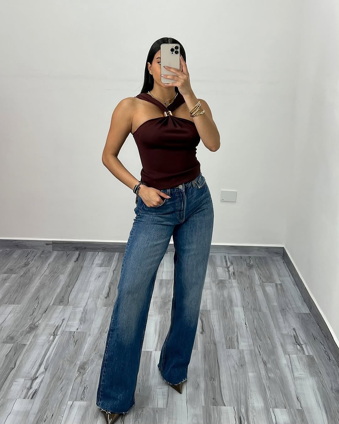 Angela | Top halter color moca