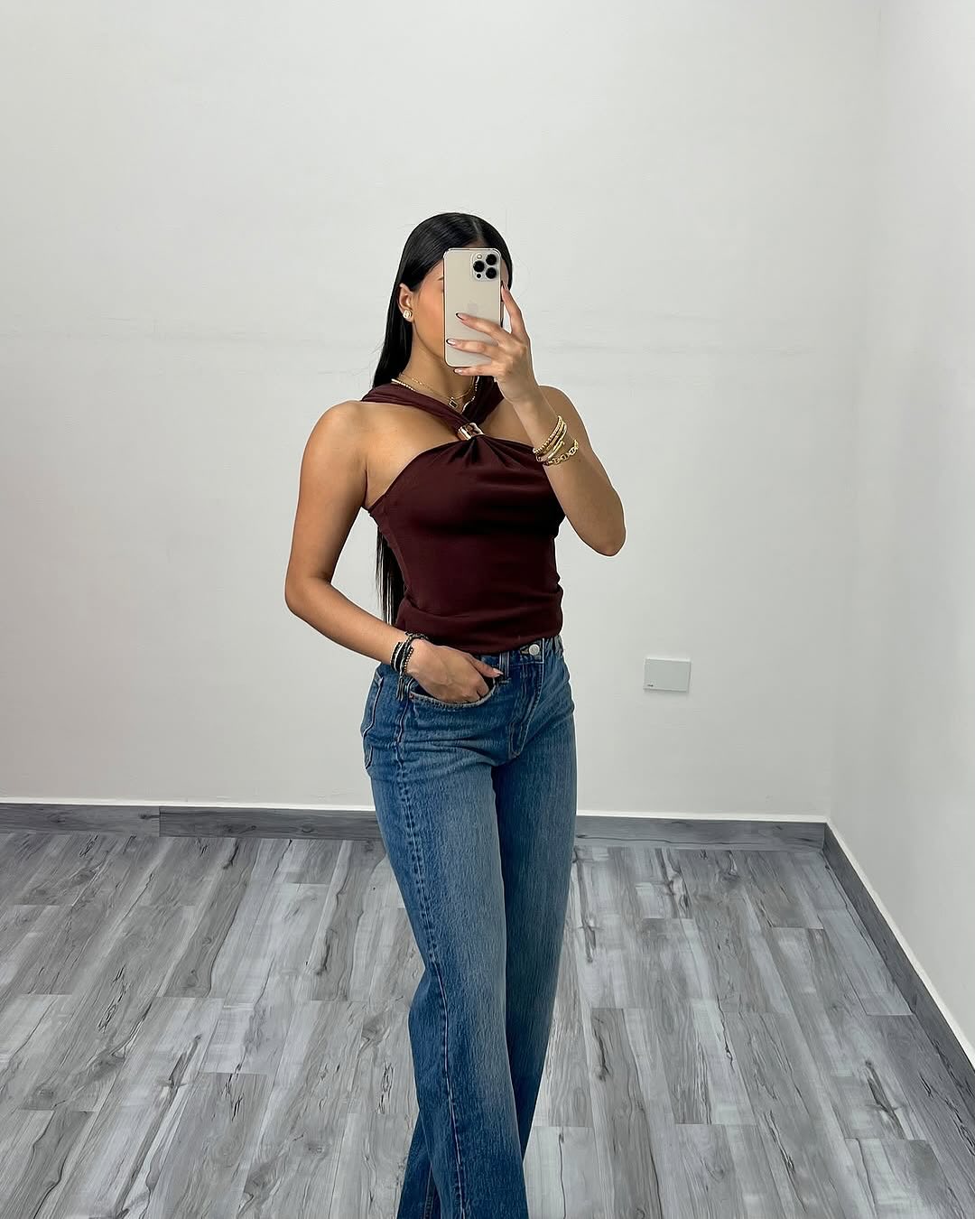 Angela | Top halter color moca