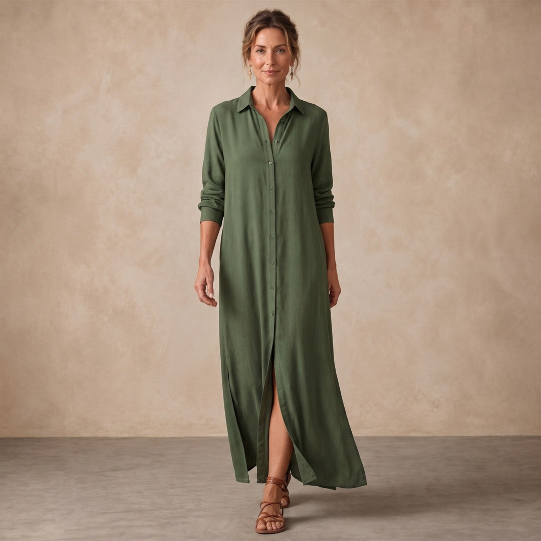 Soline | Vestido Largo Negro con Botones