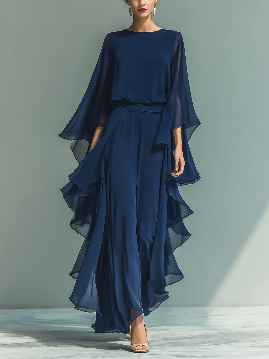 Marina | Conjunto Fluido Con Volantes