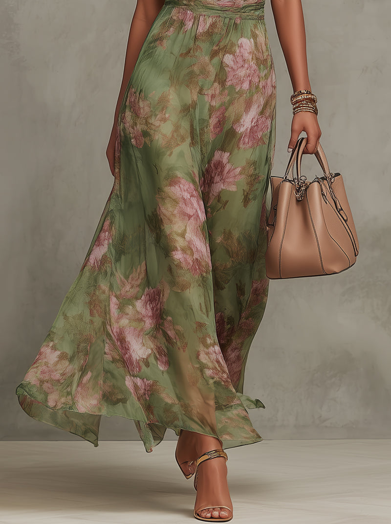 Miriam | Maxivestido Halter Floral Elegante