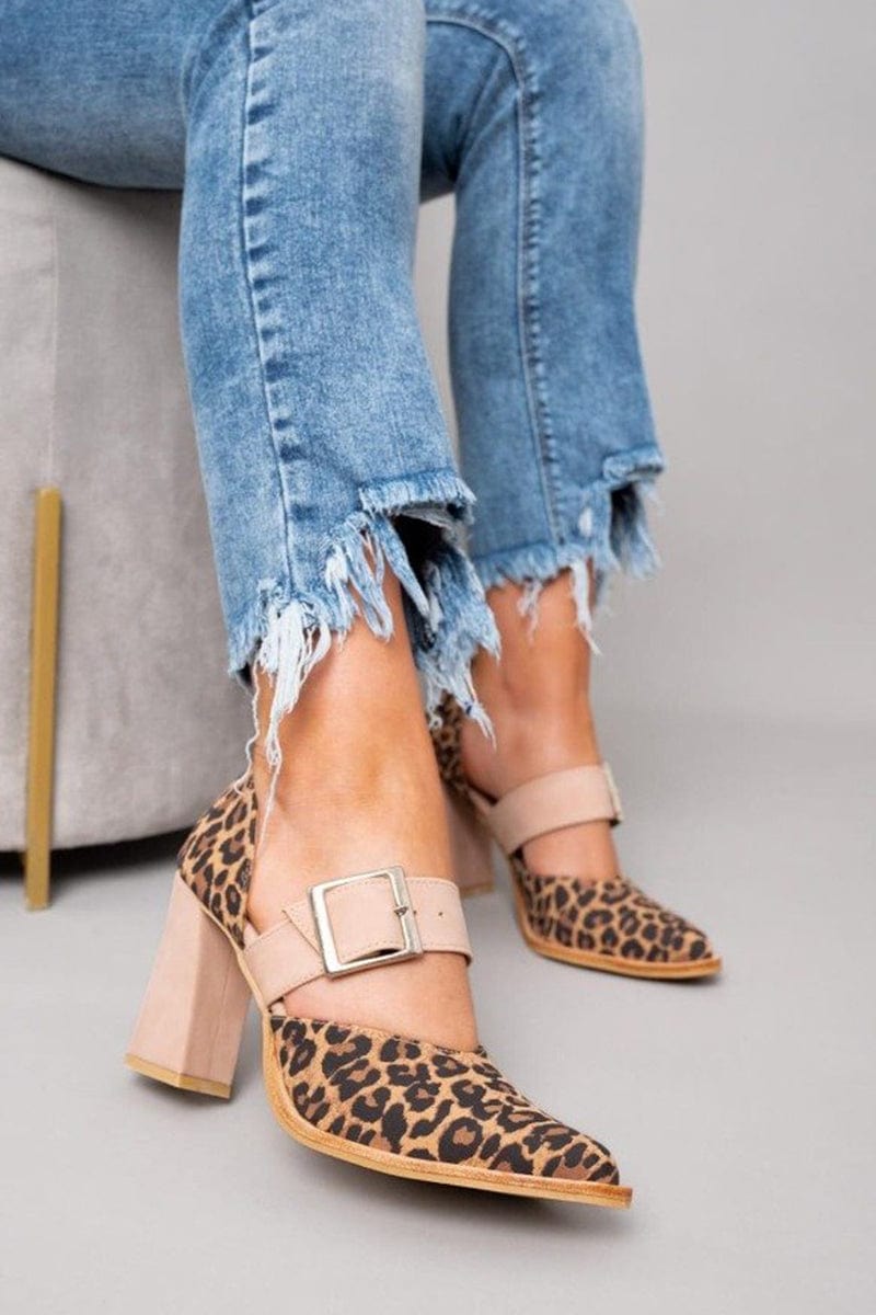 Liliana™ | Tacones de bloque con estampado de leopardo llamativo