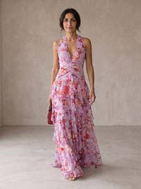Rosaura | Vestido Largo con Cascada de Rosas