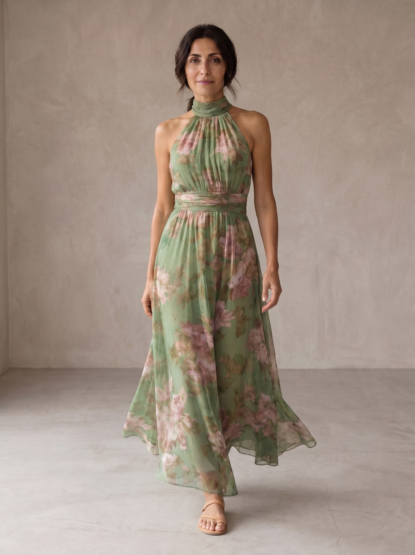 Miriam | Maxivestido Halter Floral Elegante