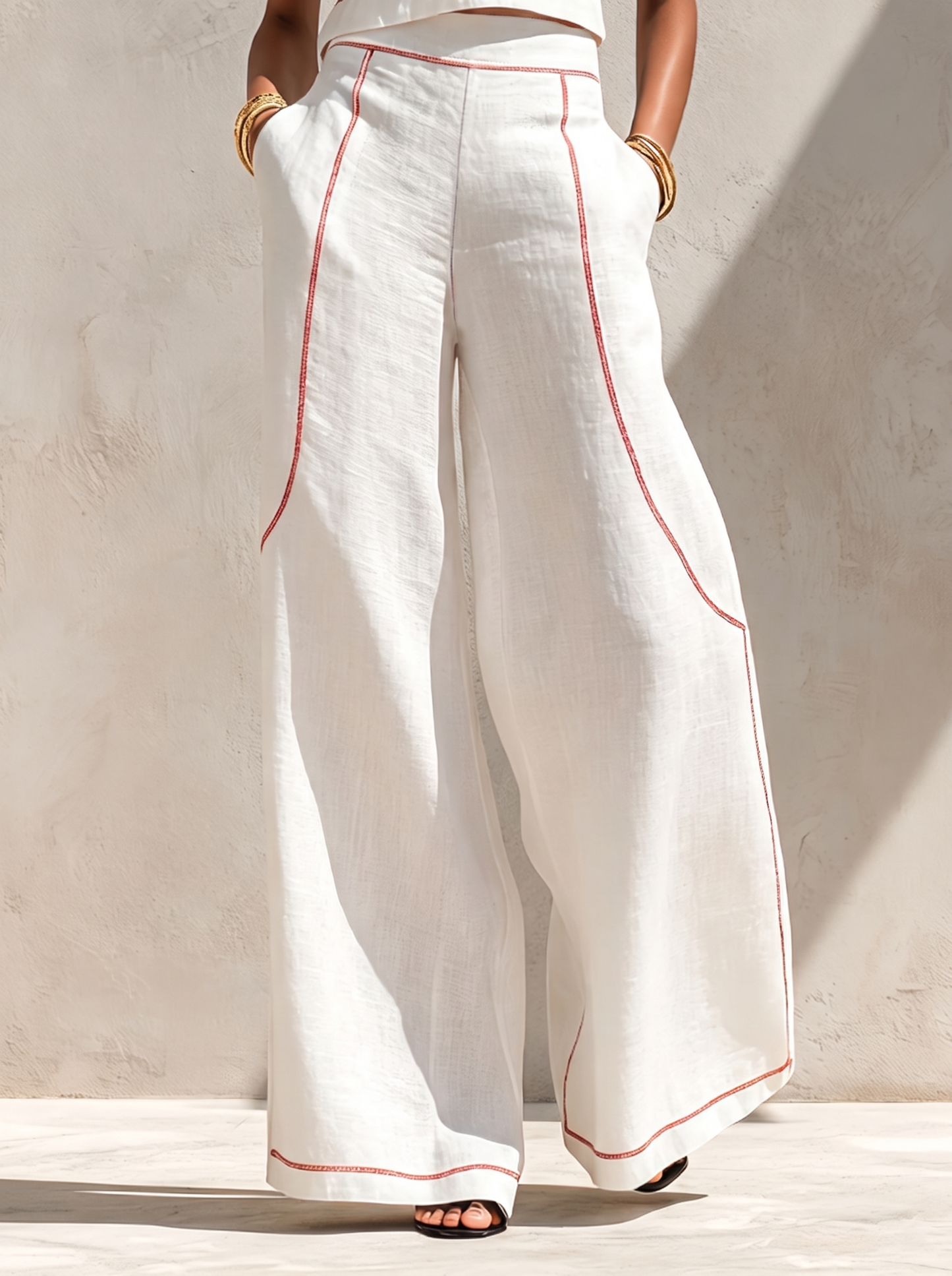 Victoria conjunto blanco lino - pantalon ancho