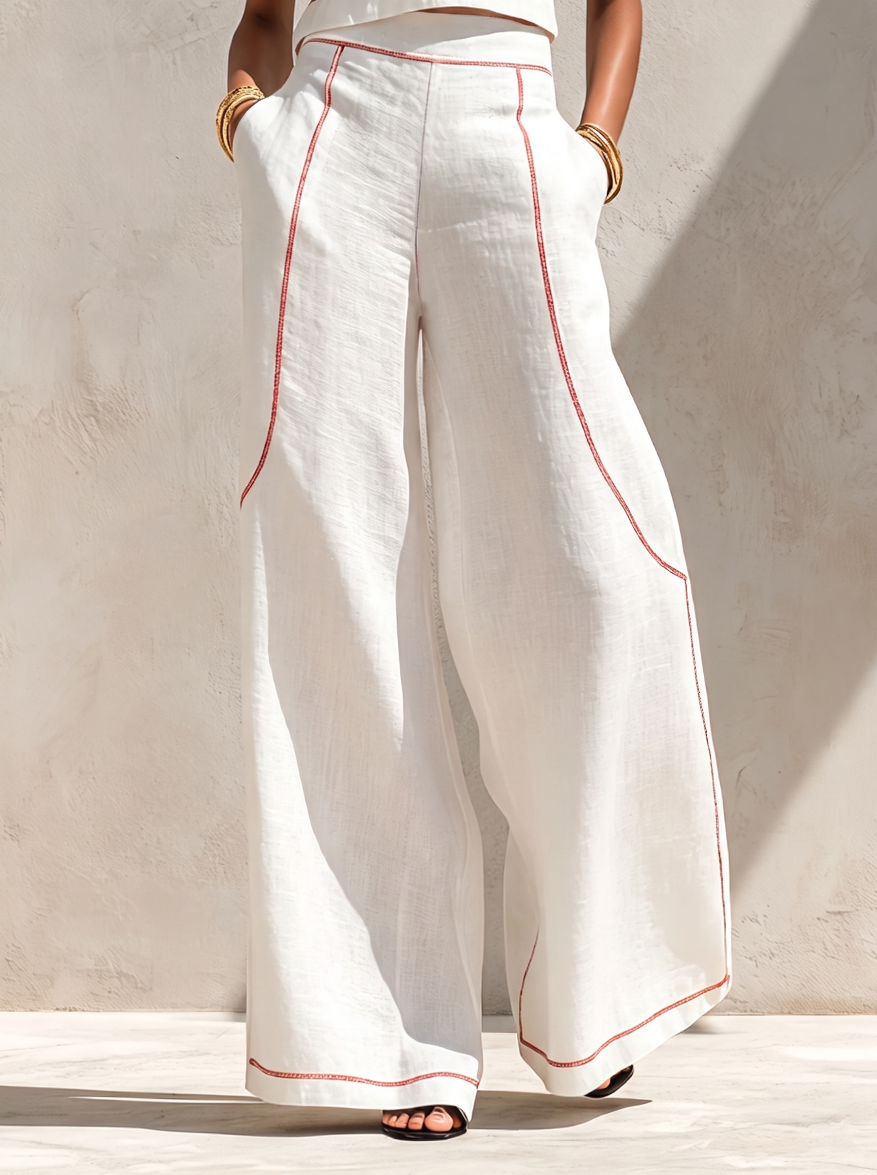 Victoria conjunto blanco lino - pantalon ancho