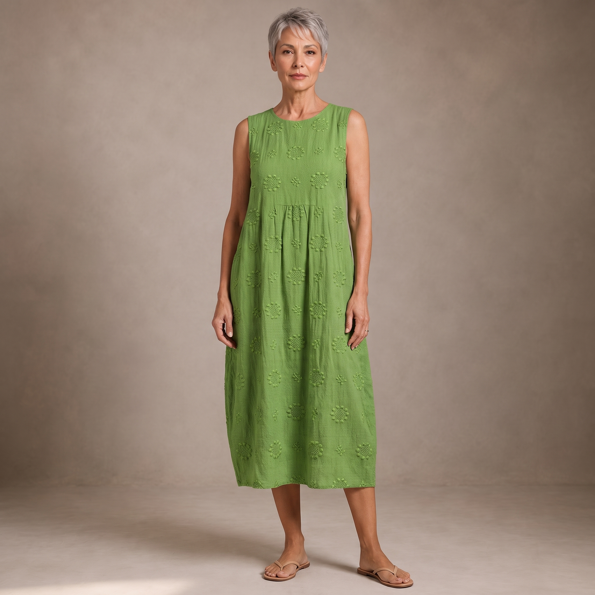 Oliva vestido midi verano - modelo Maison Mareva