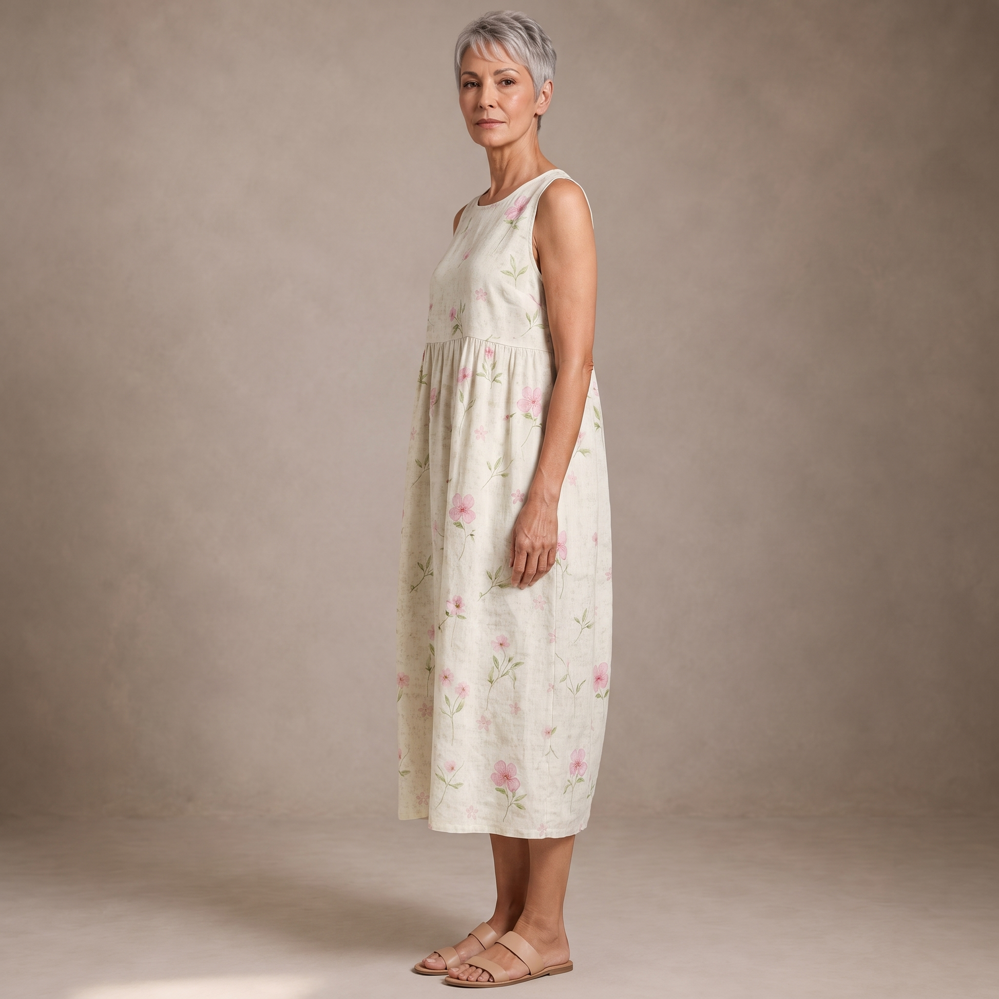 Elia vestido midi verano - perfil - modelo Maison Mareva