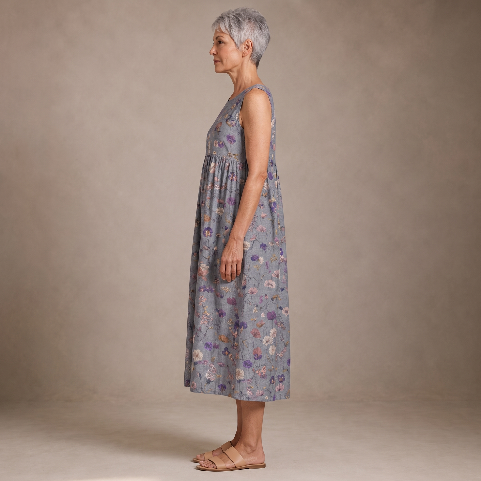 Sagrario vestido midi verano - perfil - modelo Maison Mareva