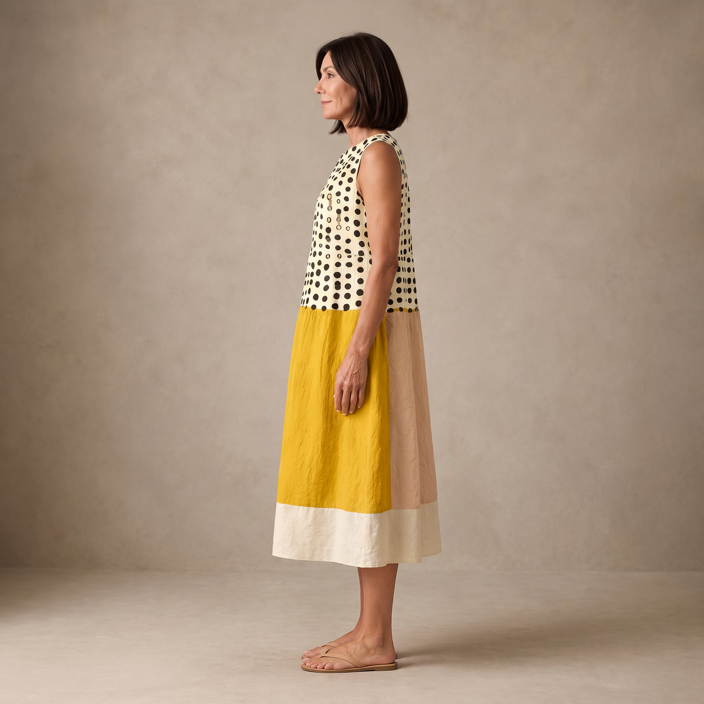 Josefa vestido midi verano - perfil - modelo Maison Mareva