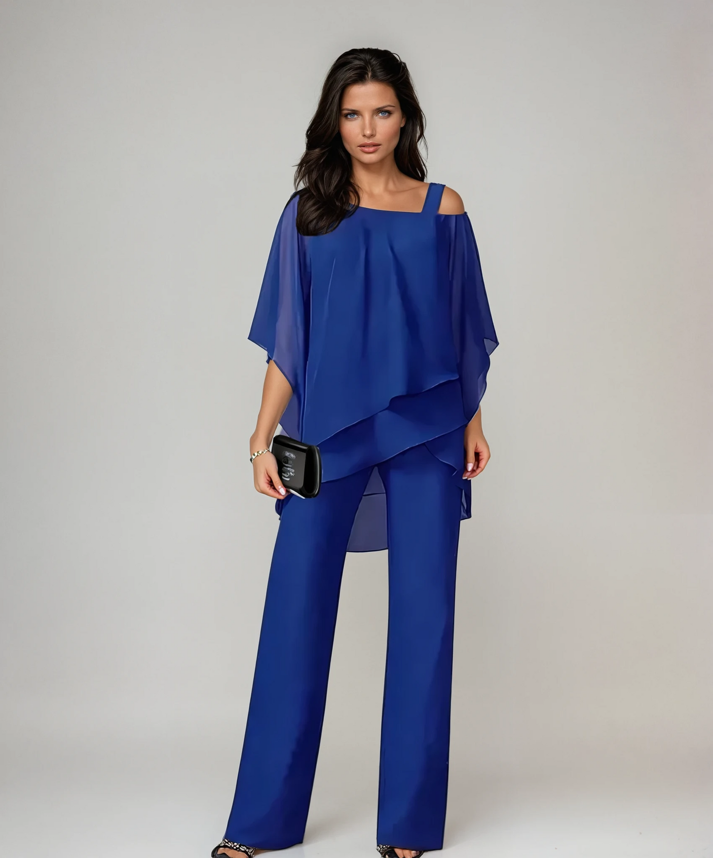 Candela | Conjunto de dos piezas con top asimétrico y pantalón ancho