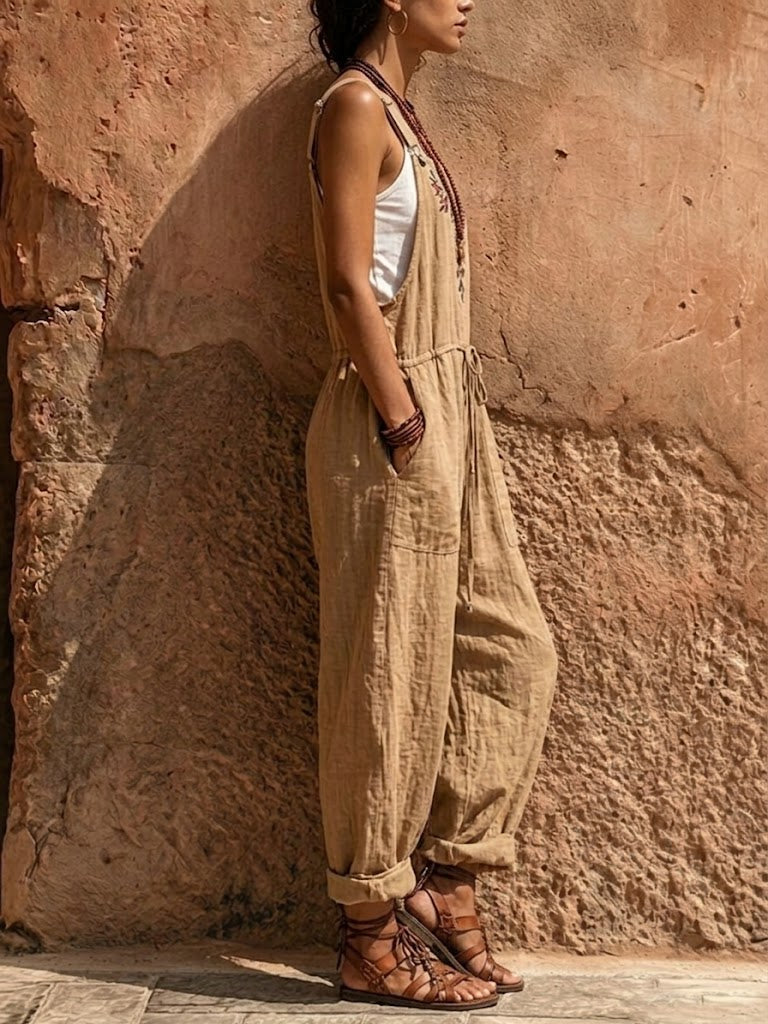 Yaiza | Mono bohemio de algodón y lino