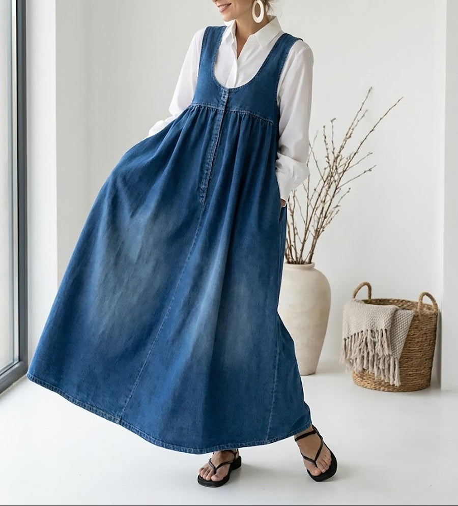 Miranda | Vestido largo vaquero lavado vintage