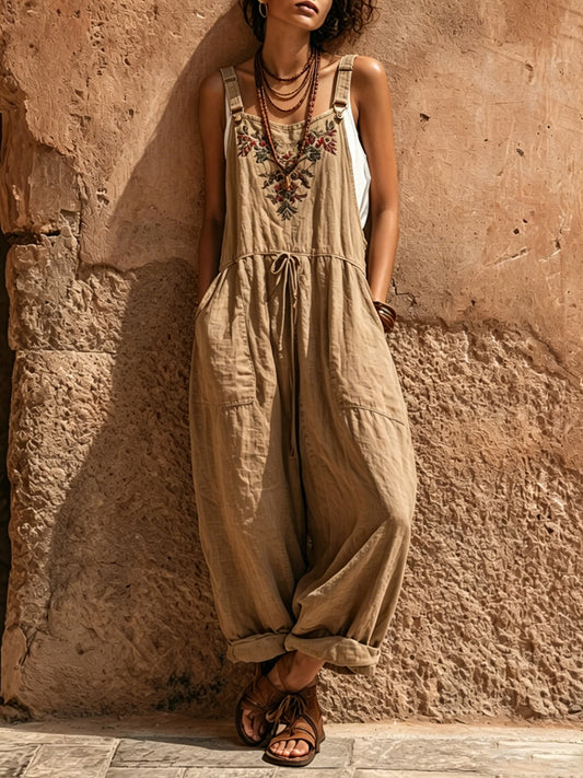 Yaiza | Mono bohemio de algodón y lino