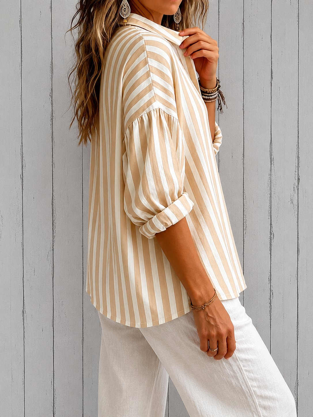 Beatriz | Blusa holgada de rayas con cuello