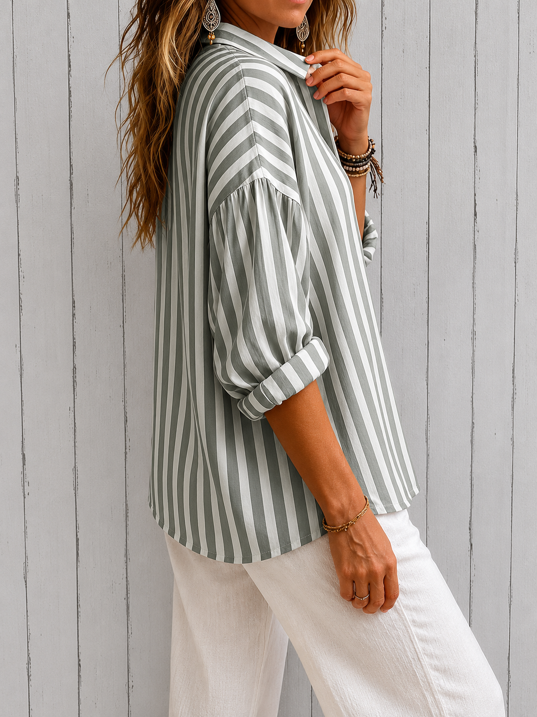 Beatriz | Blusa holgada de rayas con cuello