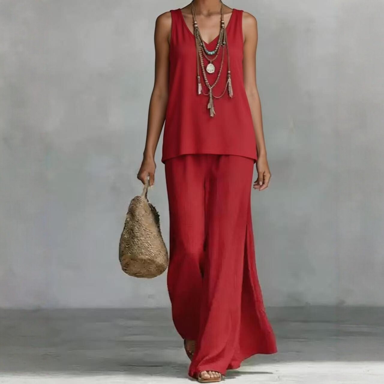 Natalia | Conjunto Bohemio de Pantalones Anchos